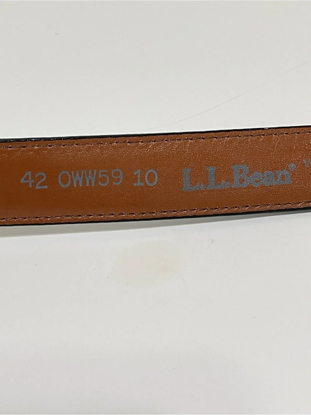 LL Bean Smooth Black Leather Belt Silver Tone Buckle Made in USA Vintage Size 42